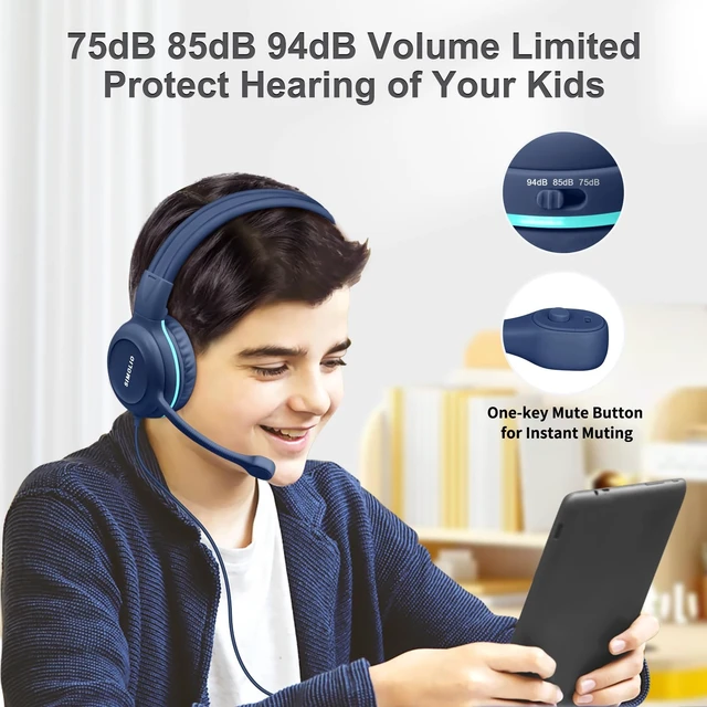 Alt view image 4 of 5 - SIMOLIO-Kids-Headphones-School with-USB-C to 3.5mm Dongle, Boom-Microphone