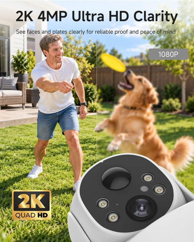 Alt view image 2 of 5 - Noorio 2K 4MP Solar Security Camera Outdoor Wireless 360 PTZ, WiFi 6, IP65
