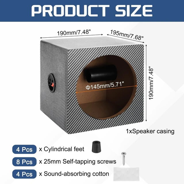 Alt view image 2 of 5 - MECCANIXITY 6.5" Ported Wooden Speaker Enclosure Black White Single Vented