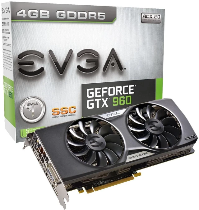 Main image of EVGA GeForce GTX 960 4GB SSC GAMING ACX 2.0+, Whisper Silent Cooling w/ Free Installed Backplate Graphics Card 04G-P4-3966-KR