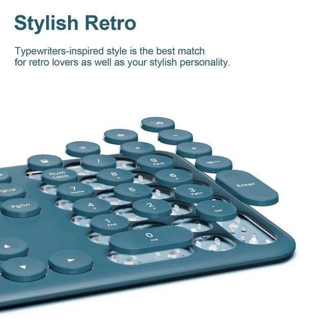 Alt view image 4 of 5 - Wireless Keyboard and Mouse Combo, Ultra-Thin 2.4GHz USB Cordless Plug and Play Full Size Silent Retro Slim Cute Blue Keyboard Mouse Set for Home Office Compatible with Windows/Mac(Blue)