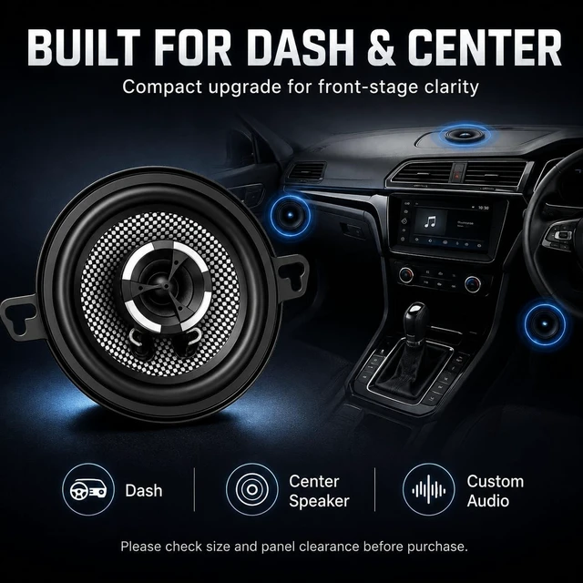 Alt view image 3 of 5 - TANVSO 3.5 Inch Car Speakers, 300W Peak 4 Ohm 3-1/2 2-Way Coaxial Speakers, Clear Dome Tweeter, Glass Fiber Cone, Loud Clear Sound for Dash, Center Speaker & Custom Car Audio, 2 Pack