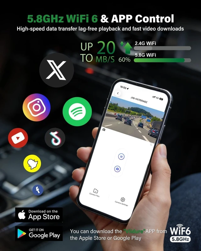 Alt view image 3 of 5 - Nymzview 4K+2.5K+2.5K 3 Channel Dash Cam - Front/Rear/Inside - 5.8GHz WiFi 6 Dashcam with IR Night Vision, 64GB Card, 24H Parking Mode, G-Sensor - Car Dash Cam for Rideshare & Taxi