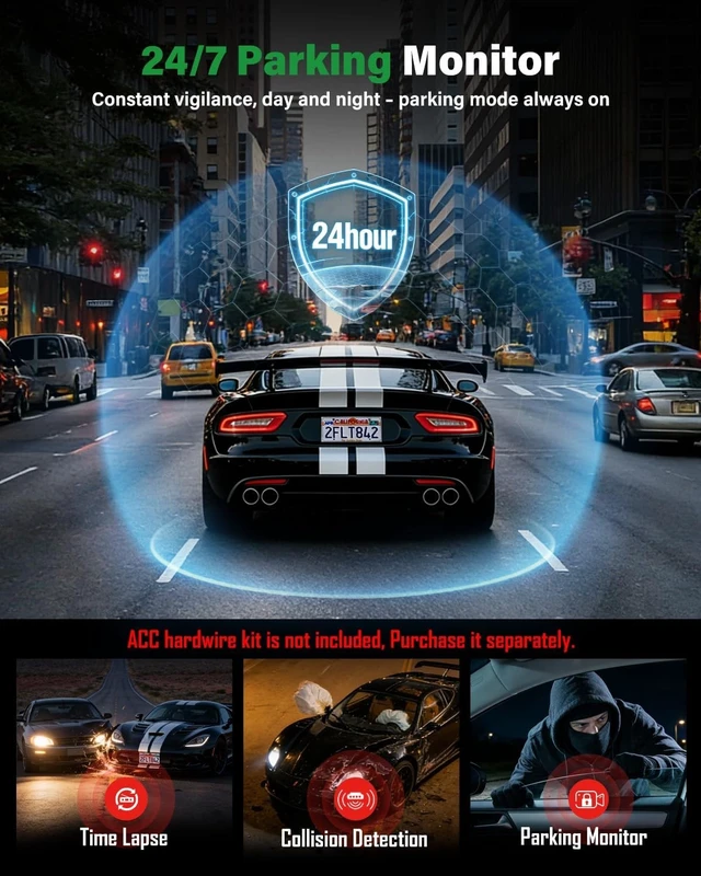 Alt view image 5 of 5 - Nymzview 4K+2.5K+2.5K 3 Channel Dash Cam - Front/Rear/Inside - 5.8GHz WiFi 6 Dashcam with IR Night Vision, 64GB Card, 24H Parking Mode, G-Sensor - Car Dash Cam for Rideshare & Taxi