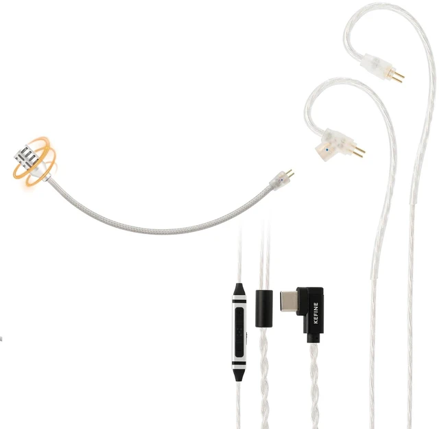 Main image of Kefine DuoMic Type-C Gaming IEM Cable with Mic, Dual Detachable Boom Mic+Inline Mic, 3 Modes Smart Control with DAC, Silver-Plated Cable for Gamers (Silver, 0.78mm 2-Pin, USB-C)