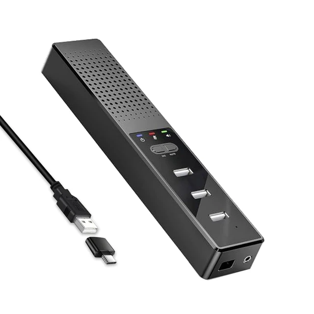 Alt view image 2 of 5 - lorvannis 3 in 1 USB Wired Speaker with Microphone,Conference Speakerphone for PC & Laptop,360 Voice Pickup, Plug and Play, Computer Speaker for Zoom, Teams, Skype, Home Office & Online Meetings