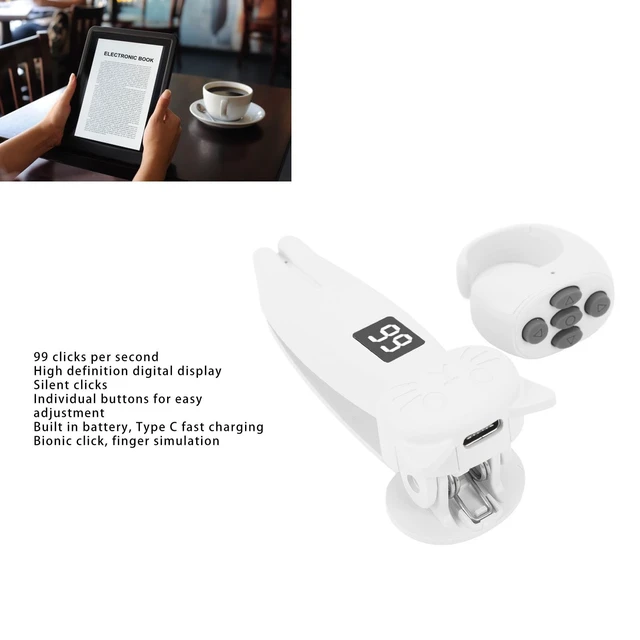 Alt view image 3 of 5 - Bluetooth Remote Control Page Turner, Smart Page Turner Ring Type C Fast Charging Silent Smart Scrolling Ring for Mobile Phone Tablet (White)