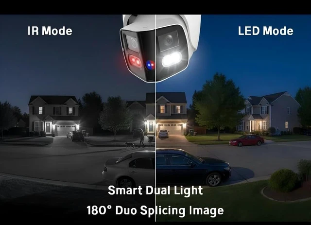 Alt view image 4 of 5 - GemaVision Smart Dual Light 2x4MP IP POE Camera 1/2.7" CMOS 4K 180 Duo Splicing Image,2 Way Talk Built-in Mic and Speaker,Warning Lights and Alarm Sounds, IPC-PDW4K-T180