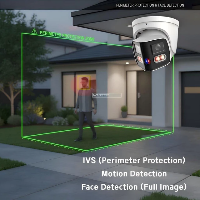 Alt view image 5 of 5 - GemaVision Smart Dual Light 2x4MP IP POE Camera 1/2.7" CMOS 4K 180 Duo Splicing Image,2 Way Talk Built-in Mic and Speaker,Warning Lights and Alarm Sounds, IPC-PDW4K-T180