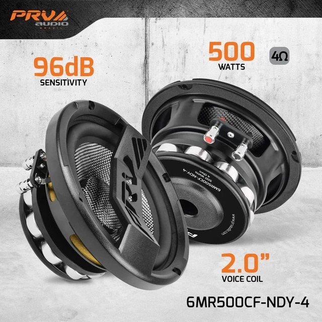 Alt view image 2 of 5 - PRV AUDIO Carbon Fiber 6.5" Midrange Speaker 500 Watts 4 Ohm Neodymium 6MR500CF-NDY-4 Water Resistant Pro Audio Loudspeaker for Boat UTV 4-Wheeler Motorcycle (2 Speakers)