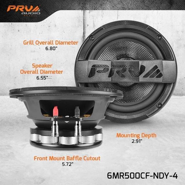 Alt view image 5 of 5 - PRV AUDIO Carbon Fiber 6.5" Midrange Speaker 500 Watts 4 Ohm Neodymium 6MR500CF-NDY-4 Water Resistant Pro Audio Loudspeaker for Boat UTV 4-Wheeler Motorcycle (2 Speakers)