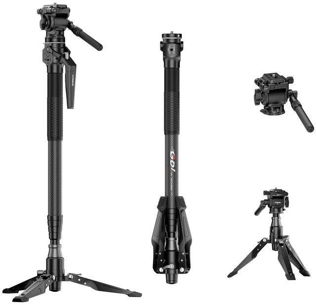 Main image of COMAN M1mini Carbon Fiber Monopod for Camera, 4-Section One-Button Quick Release, Portable Camera Monopod with V1 Fluid Head for DSLR Mirrorless Cameras, Max Load 5kg, (M1mini-V1)