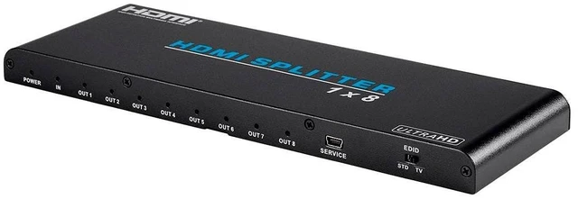 Main image of Monoprice 4K Pro 1x8 HDMI Splitter - HDR, 18Gbps, 4K@60Hz, YCbCr 4:4:4, HDCP 2.2, EDID Support, UL, Black - Blackbird Series