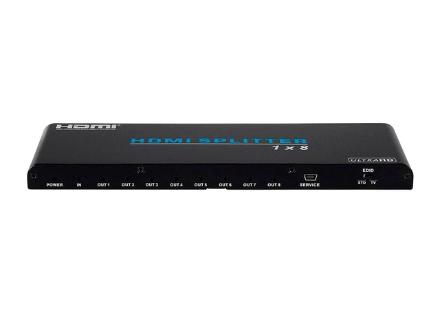 Alt view image 3 of 5 - Monoprice 4K Pro 1x8 HDMI Splitter - HDR, 18Gbps, 4K@60Hz, YCbCr 4:4:4, HDCP 2.2, EDID Support, UL, Black - Blackbird Series