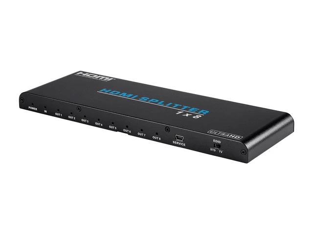 Alt view image 4 of 5 - Monoprice 4K Pro 1x8 HDMI Splitter - HDR, 18Gbps, 4K@60Hz, YCbCr 4:4:4, HDCP 2.2, EDID Support, UL, Black - Blackbird Series