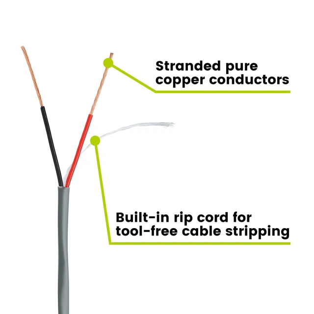 Alt view image 4 of 5 - TRUE CABLE 18/2 AWG Sound & Security Speaker Wire, Unshielded Stranded Pure Copper Bulk Cable, CMR/CL3R Riser in-Wall, UL13 300V, Gray, 500ft