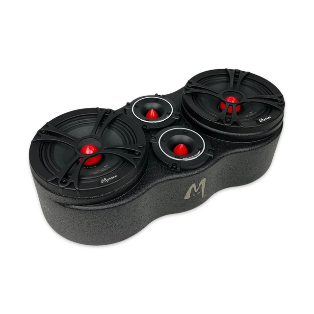 Alt view image 3 of 4 - MENACE AUDIO Dual 6.5" Loaded Midrange Enclosure with 2 x 3.5 Tweeters - Red Bullets