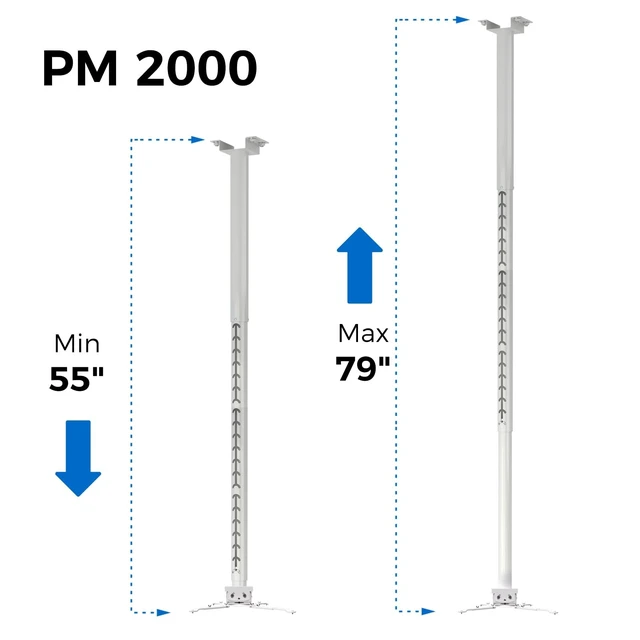 Alt view image 2 of 5 - SCREEN PRO Projector Mount, 55"-79" Height, Universal Ceiling Bracket, 33lb