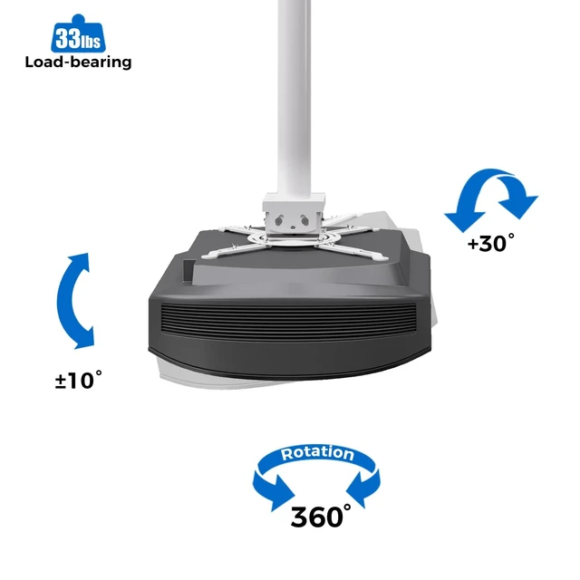 Alt view image 4 of 5 - SCREEN PRO Projector Mount, 55"-79" Height, Universal Ceiling Bracket, 33lb