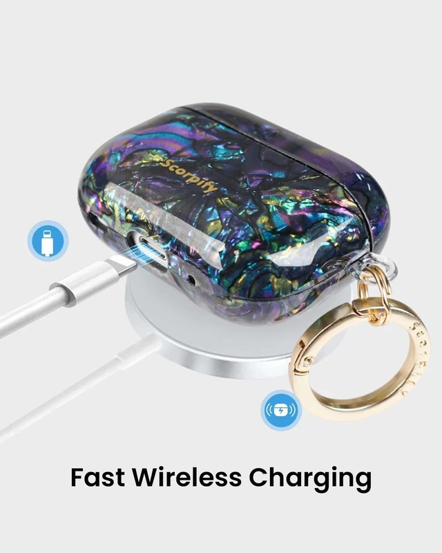 Alt view image 4 of 5 - SCORPIFY for AirPods Pro Case 1 & 2 (1st & 2nd Generation, 2019/2022) with Keychain, Compatible with Apple AirPod Pro 1 & 2, Cute Hard Shell Cover, Earbuds Case for Women - Gleam Mystic Abal
