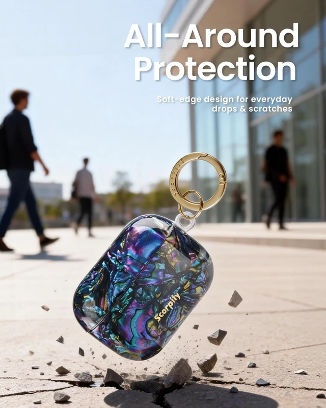 Alt view image 5 of 5 - SCORPIFY for AirPods Pro Case 1 & 2 (1st & 2nd Generation, 2019/2022) with Keychain, Compatible with Apple AirPod Pro 1 & 2, Cute Hard Shell Cover, Earbuds Case for Women - Gleam Mystic Abal