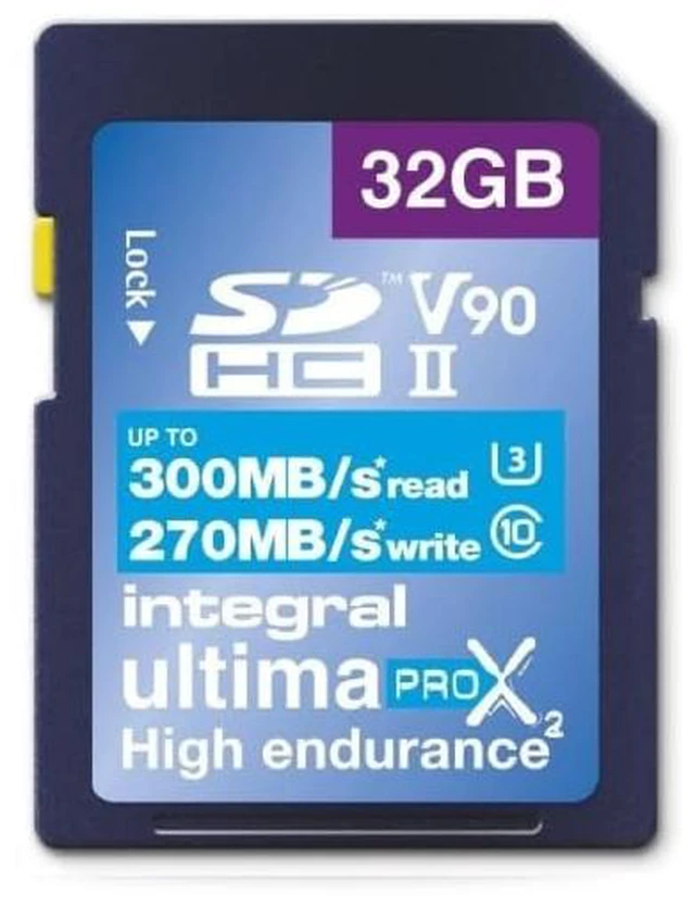 Main image of Integral 32GB UHS-II SD Card V90 Up to 300MBs Read and 270MBs Write Speed 1866X SDHC Professional High Speed Memory Card