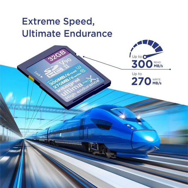 Alt view image 3 of 5 - Integral 32GB UHS-II SD Card V90 Up to 300MBs Read and 270MBs Write Speed 1866X SDHC Professional High Speed Memory Card