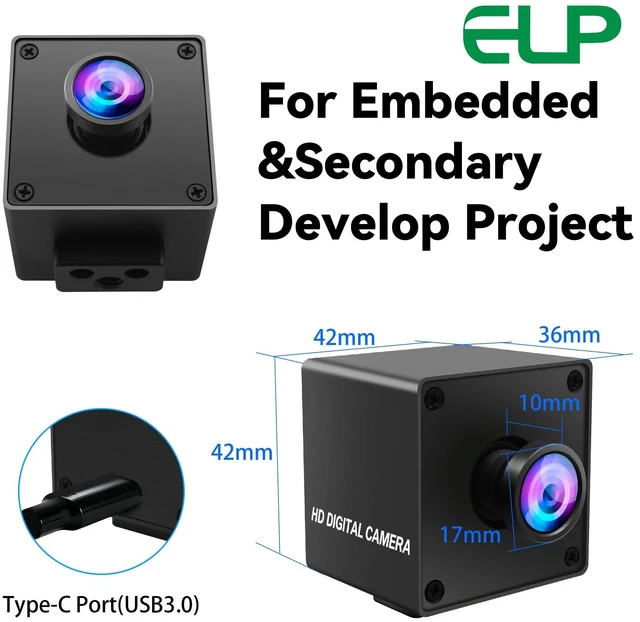 Alt view image 5 of 5 - ELP High Speed Global Shutter USB3.0 Camera for Computer, 720P/200fps, 1080P/120fps, Wide Angle 110degree No Distortion Webcam, Mini UVC USB3.0/2.0 PC CAMERA Fast Frame Lightburn Cameras for Laptop Pi