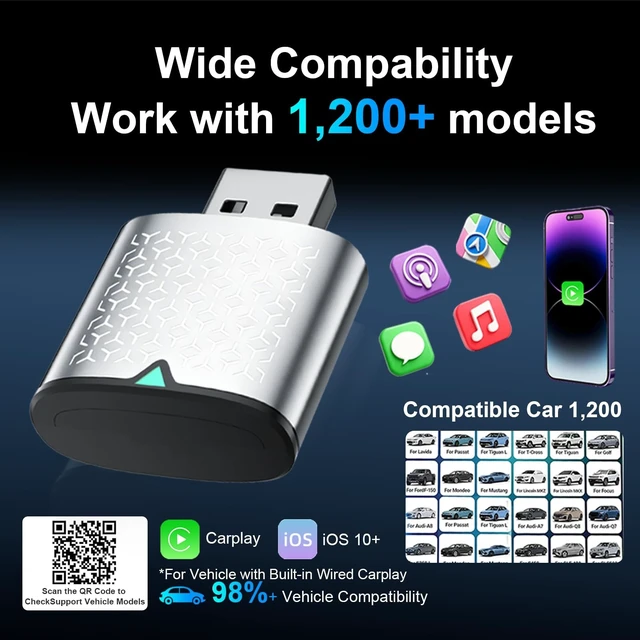 Alt view image 3 of 5 - keeolve Wireless Carplay Adapter for iPhone, Bluetooth Car Play Dongle
