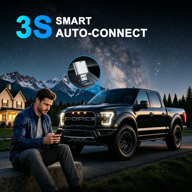 Alt view image 5 of 5 - keeolve Wireless Carplay Adapter for iPhone, Bluetooth Car Play Dongle