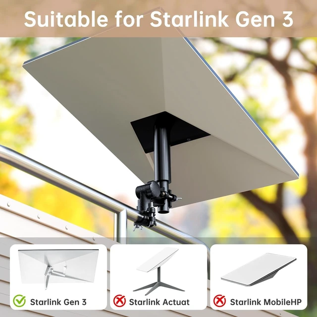 Alt view image 2 of 5 - NiHome Starlink Gen 3 RV Mounting Kit, 360 Rotating Pole Adapter with Adjustable Pole, Pipe Adapter for RV, Motorcycle, Fence, Deck Railing, Flagpole, Rooftop