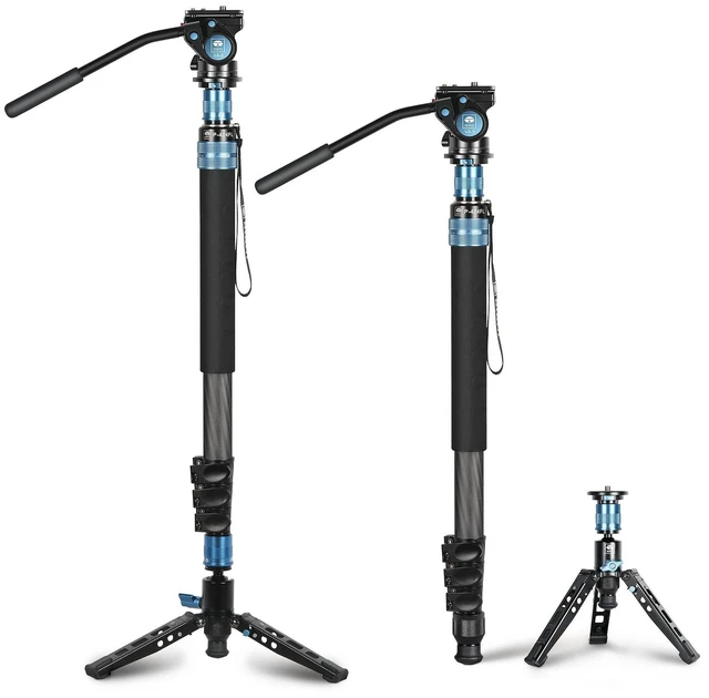 Main image of SIRUI P-424FL Carbon Fiber Camera Monopod Kit, 78" Heavy Duty Professional Video Monopod with VA-5 Fluid Video Head, Tripod Base, Flip Locks for DSLR Camera