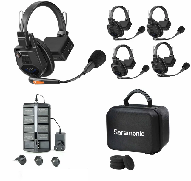 Main image of Saramonic WiTalk9-4S 4-Person 1.9GHz Full-Duplex Wireless Intercom System with 500m Range, expandable to 30 Users, 8 Batteries, 10-Bay Charger & Case