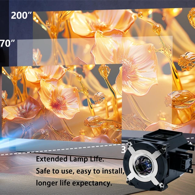 Alt view image 3 of 5 - Qexudu NP26LP Replacement Projector Lamp Bulb for NEC PA522U PA521U PA571W PA621U PA621X-13ZL PA622X PA671W PA571W-13ZL PA572W PA672W-13ZL PA622U PA672W PA722X PA722X-13ZL PA721X with Housing