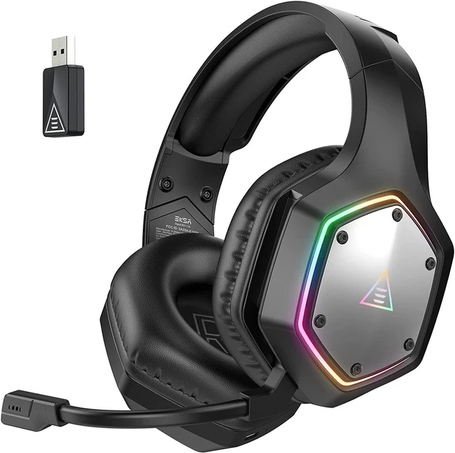 Main image of EKSA Wireless Gaming Headset, 2.4GHz USB Gaming Headphones with Microphone for PC, PS5, PS4, Nintendo Switch, 7.1 Surround Sound PC Headset, RGB Light, Ergonomic Design, 3.5mm Wired for Xbox Se