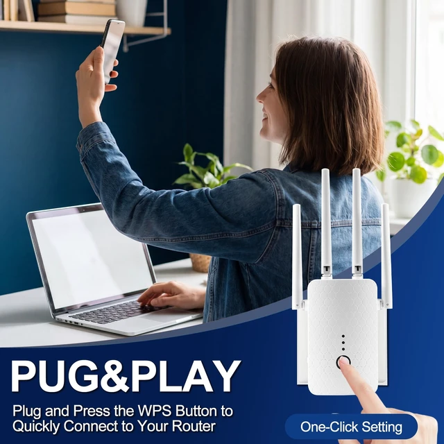 Alt view image 4 of 5 - Hapolr AC1200 Dual Band WiFi Extender Internet Booster for Whole Home