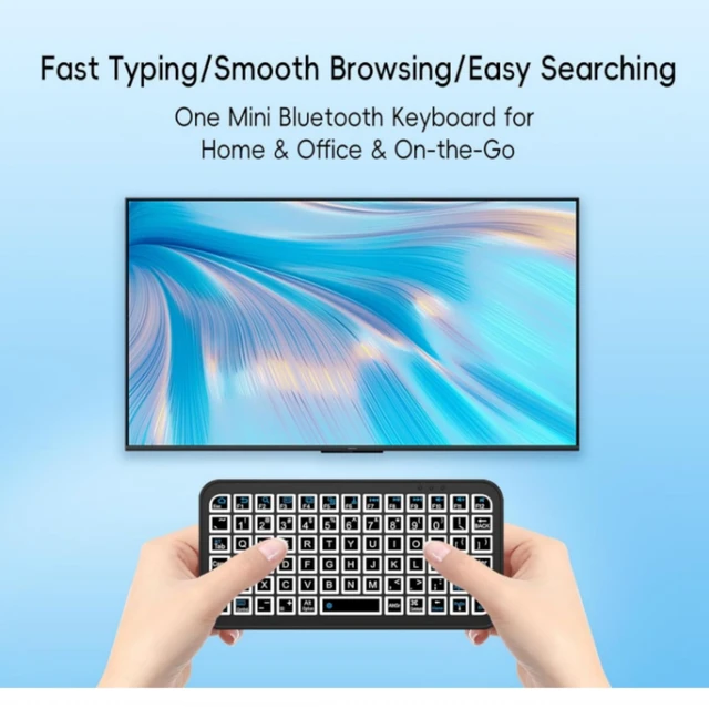 Alt view image 4 of 5 - Mini Bluetooth Keyboard,Ultra Small Wireless Keyboard with 7 RGB Backlights,Portable Compact Pocket Slim Handheld Cordless Keypad Air Mouse for Gaming Laptop Android Windows Mac Smartphone Trav
