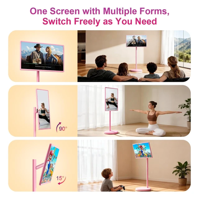 Alt view image 3 of 5 - VLH Smart Portable TV on Wheels ^^ 32 Inch Touchscreen Rolling TV ^^ EDLA-Certified Android 15 OS ^^ 38400mAh Battery Powered ^^ 8GB RAM + 128GB Storage ^^ 10-12H Playtime ^^ Voice Remote Control