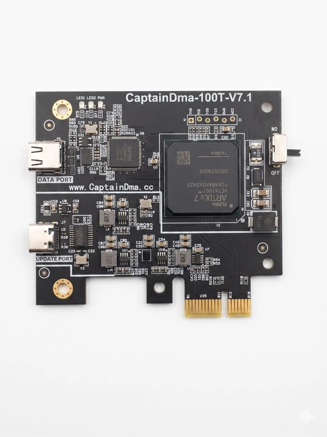 Alt view image 3 of 4 - CaptainDMA 100T DMA Card Artix-7 XC7A100T FPGA, PCILeech/MemProcFS Compatible USB-C/PCIe Direct Memory Access Board FT601 up to 400 MB/s, Aluminum Heatsink, USB Firmware-Upgradable