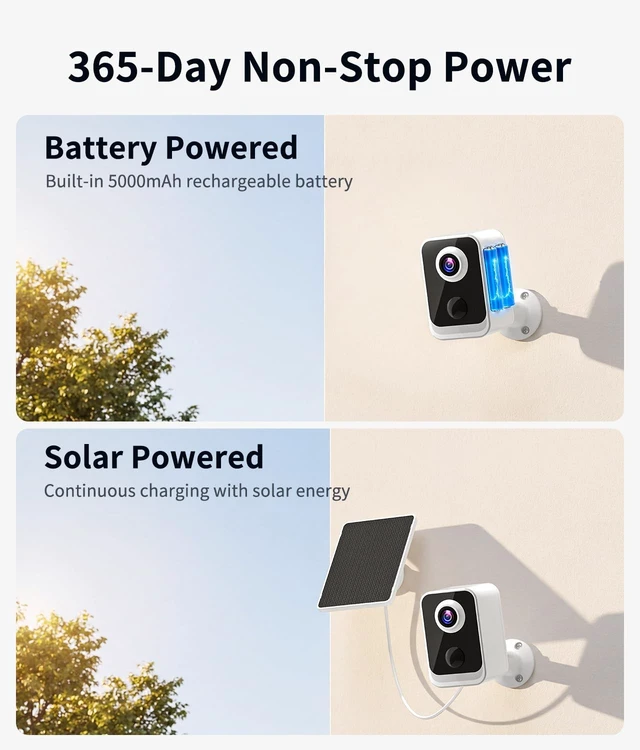 Alt view image 3 of 5 - 2K Solar Camera Outdoor Wireless, Battery Powered, 30-Day Free Cloud,4 Pack
