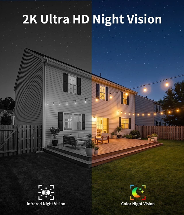 Alt view image 5 of 5 - 2K Solar Camera Outdoor Wireless, Battery Powered, 30-Day Free Cloud,4 Pack
