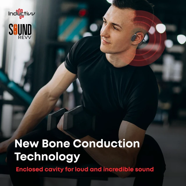 Alt view image 3 of 5 - Inductivv Bone Conduction Headphones Sound Revv Open Earphones Wireless