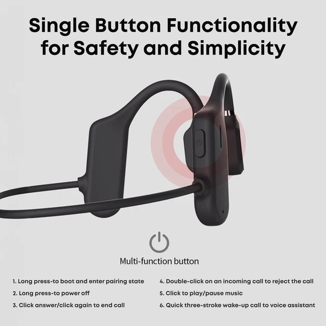 Alt view image 4 of 5 - Inductivv Bone Conduction Headphones Sound Revv Open Earphones Wireless