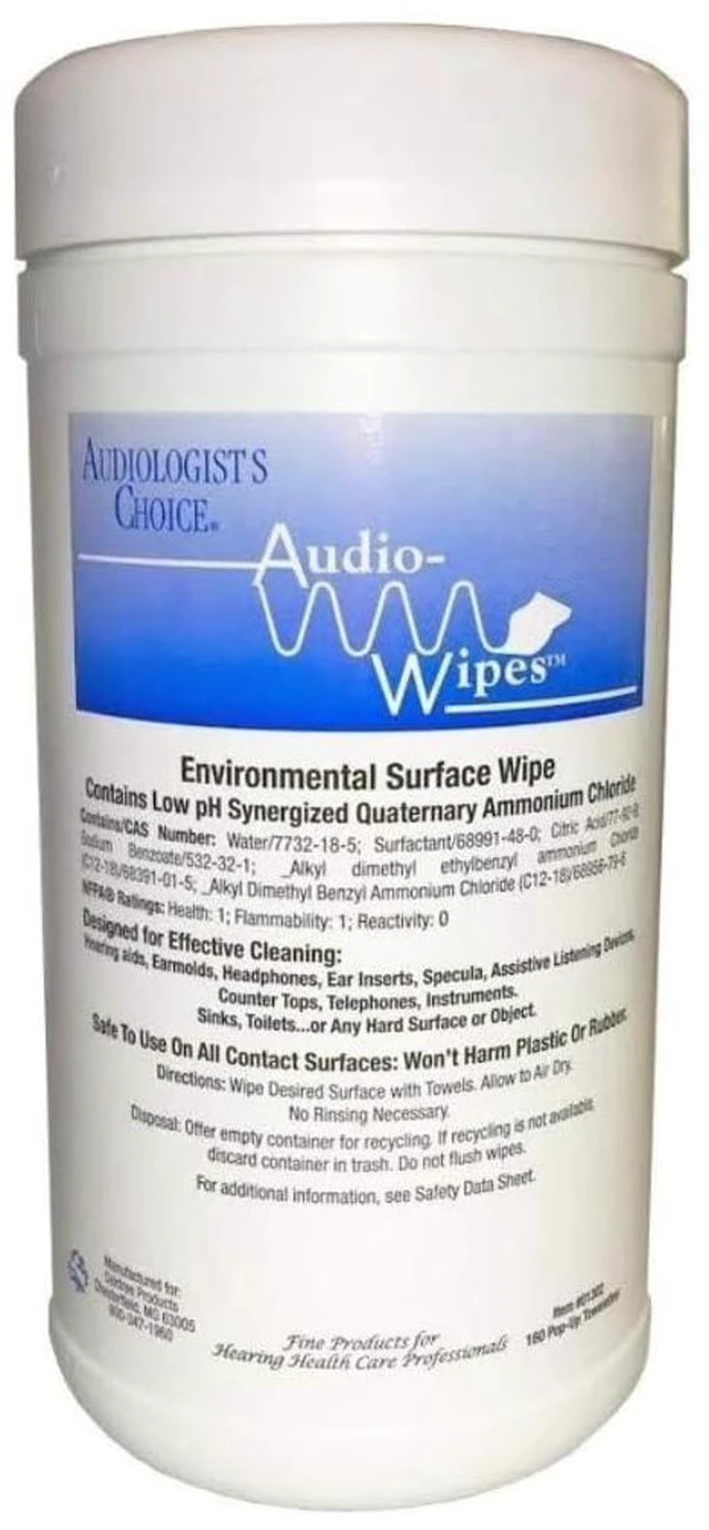 Main image of Audiologist's Choice Earbud Cleaning Kit with Audio Wipes - 3-in-1 Pen for AirPods, iPhone Cleaner, Earwax Removal, Speaker & Bluetooth Earbuds - Compact & Travel-Friendly (Canister (160 Count))