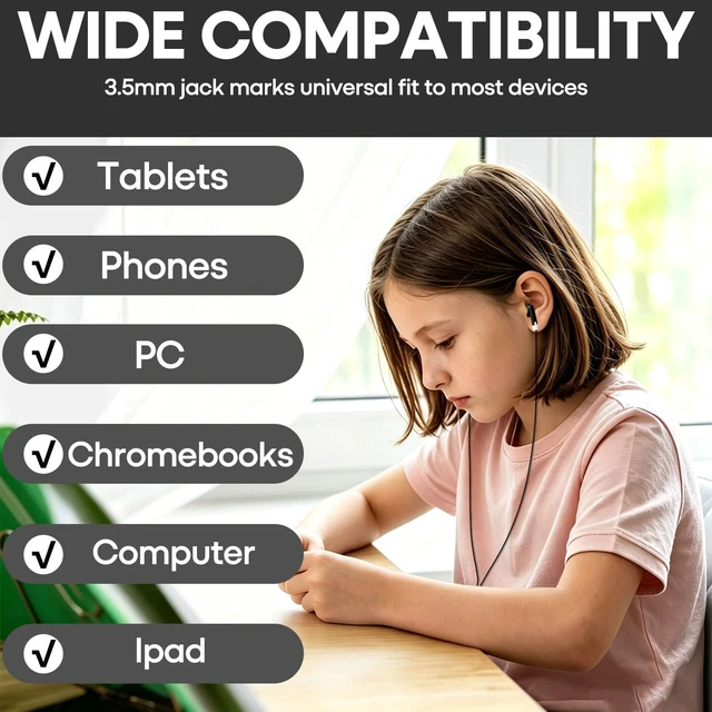 Alt view image 4 of 5 - Oidroy Bulk Wired Earbuds 100 Pack for Black for School Classroom Students