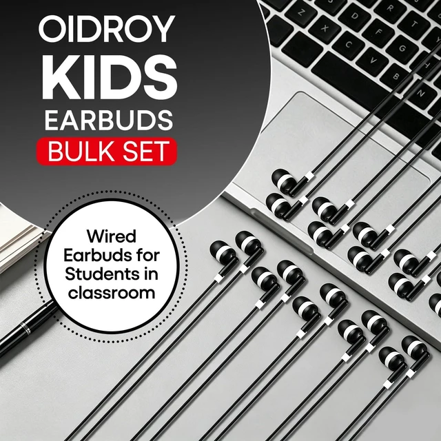 Alt view image 2 of 5 - Oidroy Bulk Wired Earbuds 100 Pack for Black for School Classroom Students