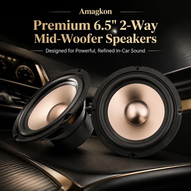 Alt view image 2 of 5 - Amagkon 6.5 Inch 2-Way Mid-Bass Car Speakers, 1000W Max (250W RMS) 4 Ohm, Aluminum Magnesium Cone Full Range Audio System, 90dB High Sensitivity, Easy Upgrade for Car SUV Door Speakers, Set of 2