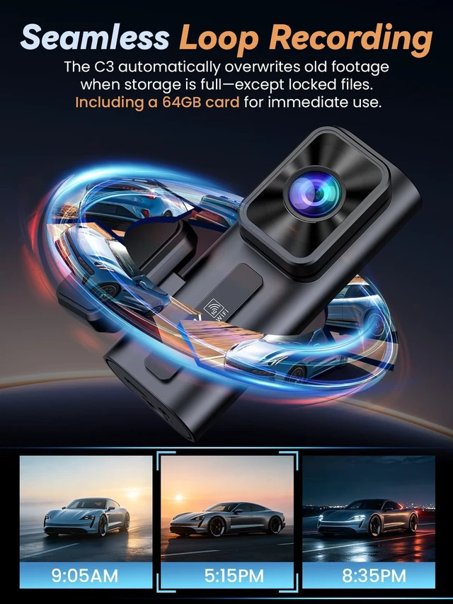 Alt view image 5 of 5 - Alltotive Dash Cam Front and Rear 4K+1080P, Dual Dashcam with 64GB Card