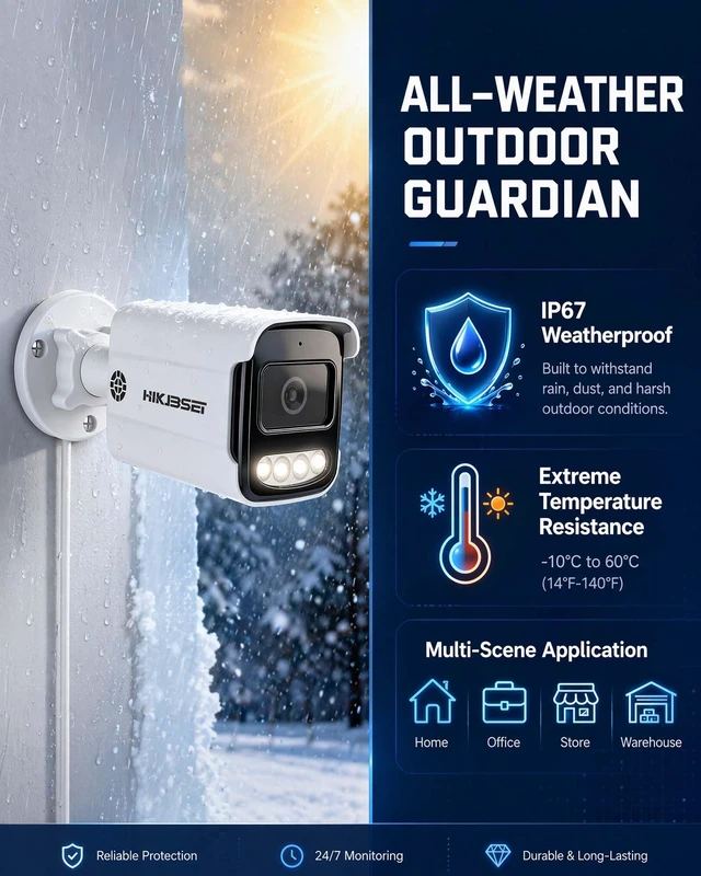 Alt view image 5 of 5 - HIKJBSET 5MP PoE Outdoor Security Camera, Human Detection, Smart Dual-Light Color Night Vision, Two-Way Audio, ONVIF, IP67