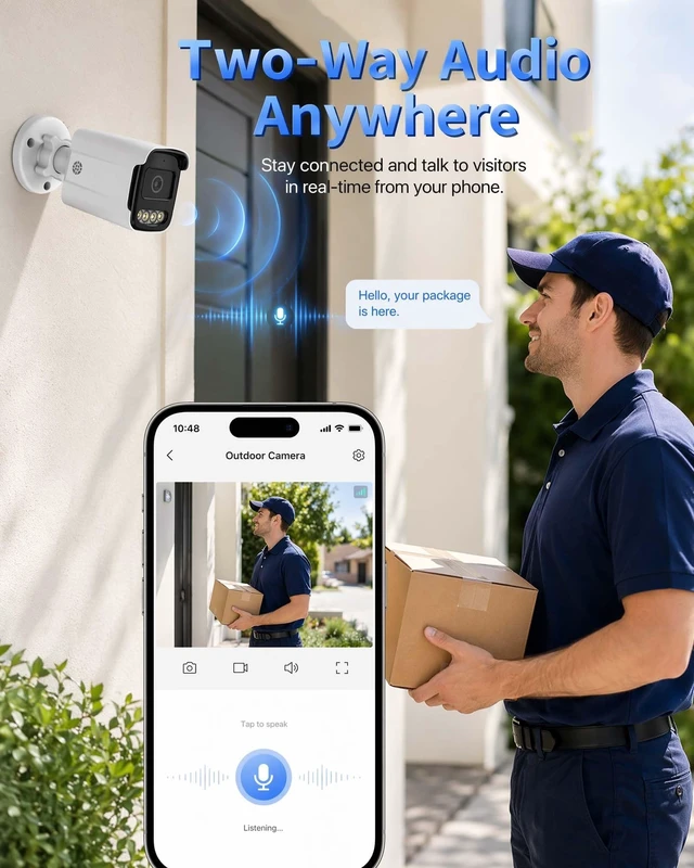 Alt view image 3 of 5 - HIKJBSET 5MP PoE Outdoor Security Camera, Human Detection, Smart Dual-Light Color Night Vision, Two-Way Audio, ONVIF, IP67